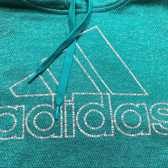 ADIDAS Turquoise Climawarm 3-Stripe Cropped Hoodie size Large - Picture 4 of 12